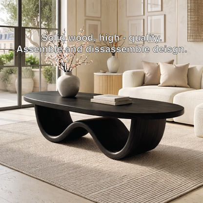 Sculptural Wooden Coffee Table with Elegant Curved Design
