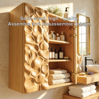 Floating Bathroom Cabinet, Modern Sculpted Wall Mounted Vanity Storage Organizer