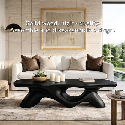 Unique Wooden Coffee Table with Curved Design for Living Room