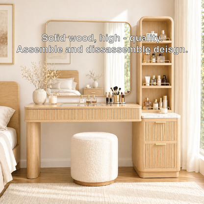 Modern Makeup Vanity Desk With Mirror Storage Shelves Dressing Table Bedroom Set