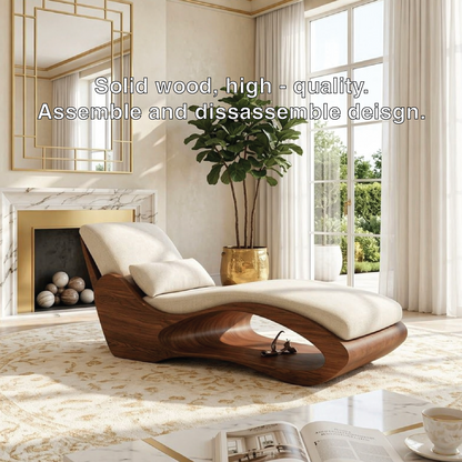 Modern Sculptural Chaise Lounge Chair, Curved Luxury Minimalist Accent Furniture