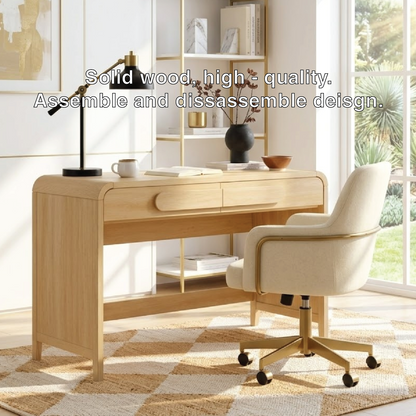 Modern Writing Desk with Storage Drawers and Open Shelf Home Office Desk