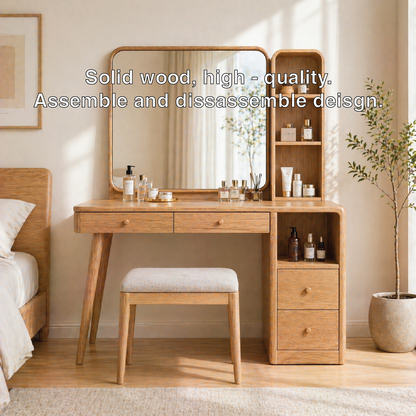Modern Makeup Vanity Desk With Mirror Shelves Drawers Dressing Table Bedroom Set