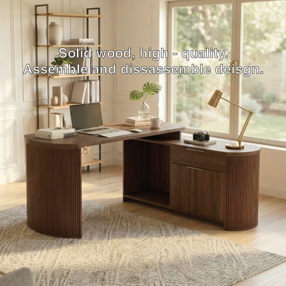 Modern L-Shaped Desk with Elegant Wood Finish for Home Office or Study
