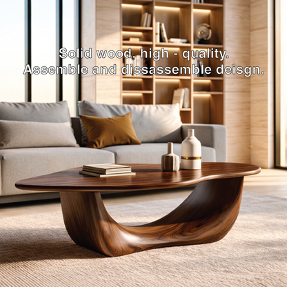 Organic Sculptural Coffee Table with Curved Base, Modern Living Room Centerpiece