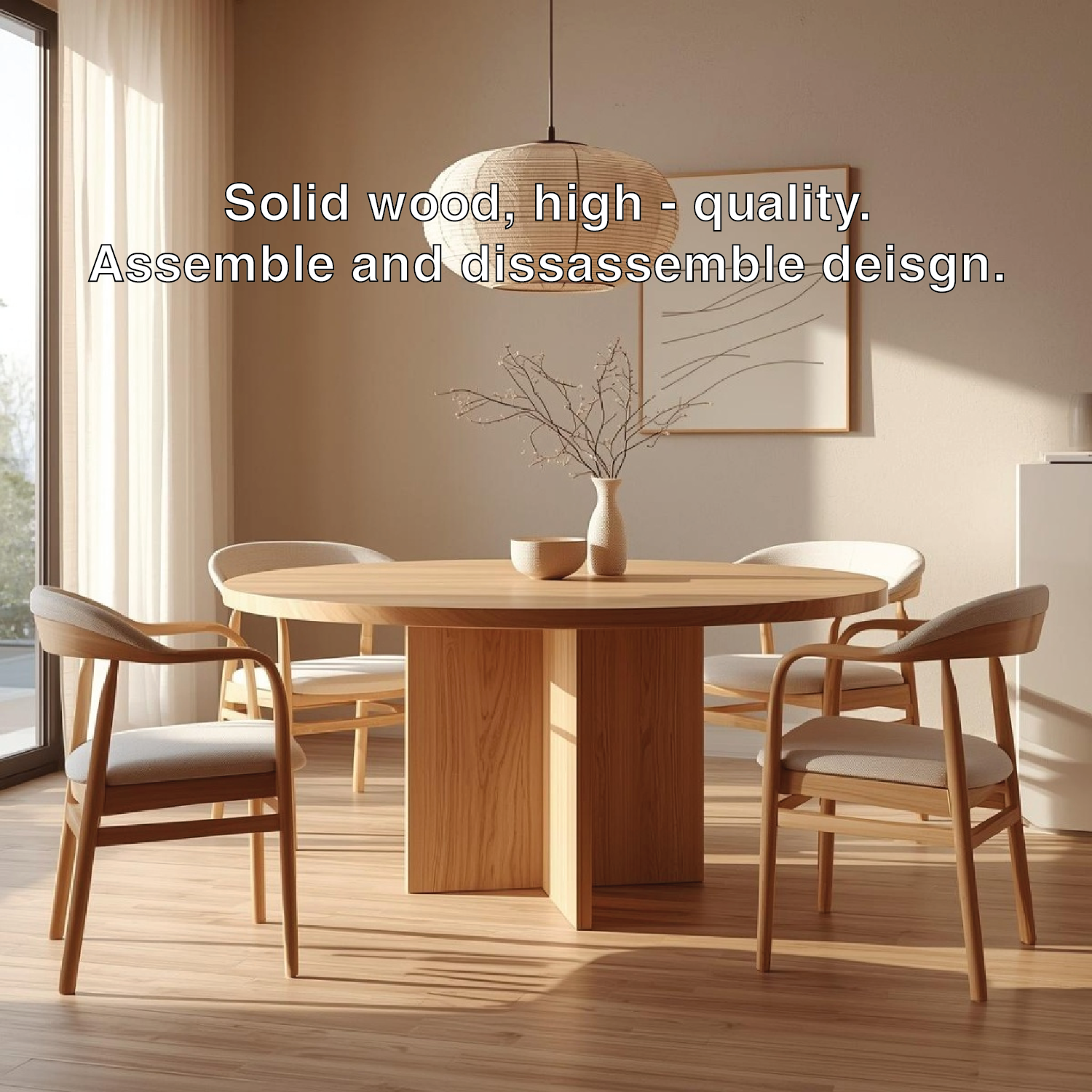 Round Dining Table with Pedestal Base Modern Dining Room Table Kitchen Furniture