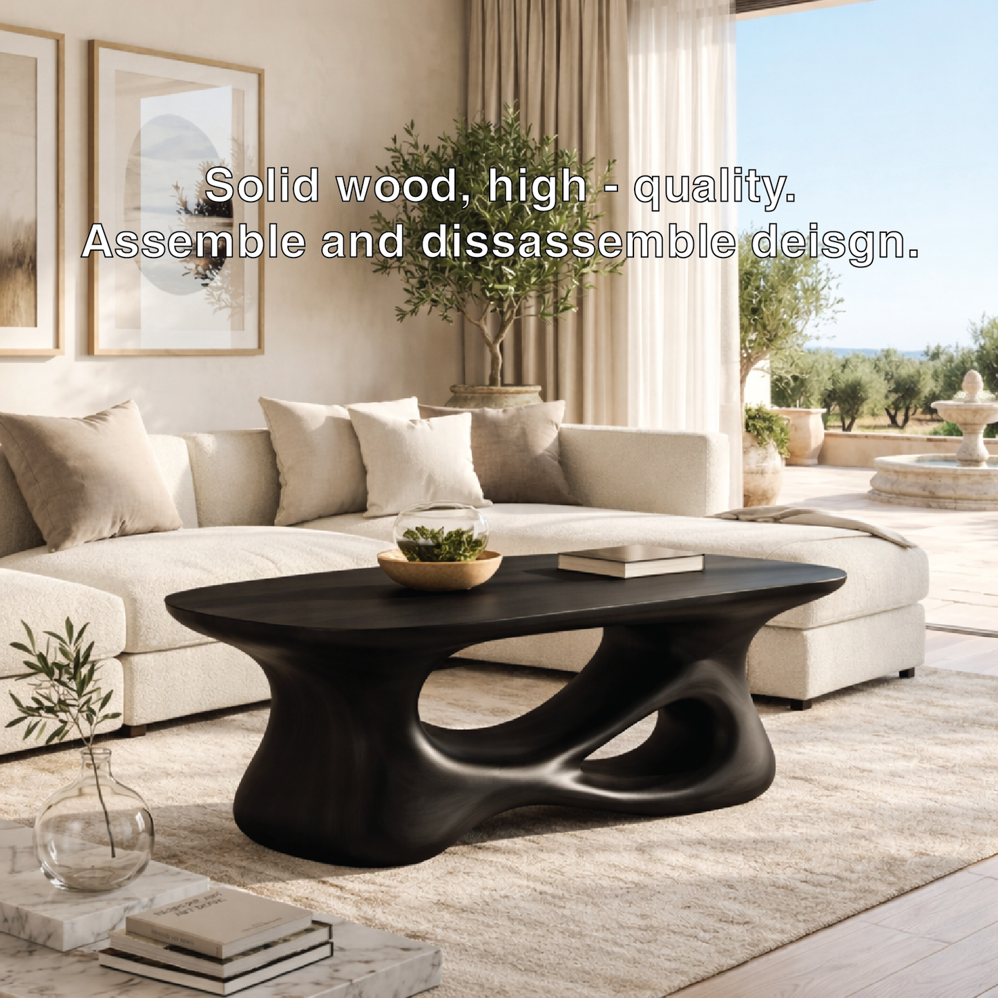 Sculptural Wooden Coffee Table with Curved Modern Design