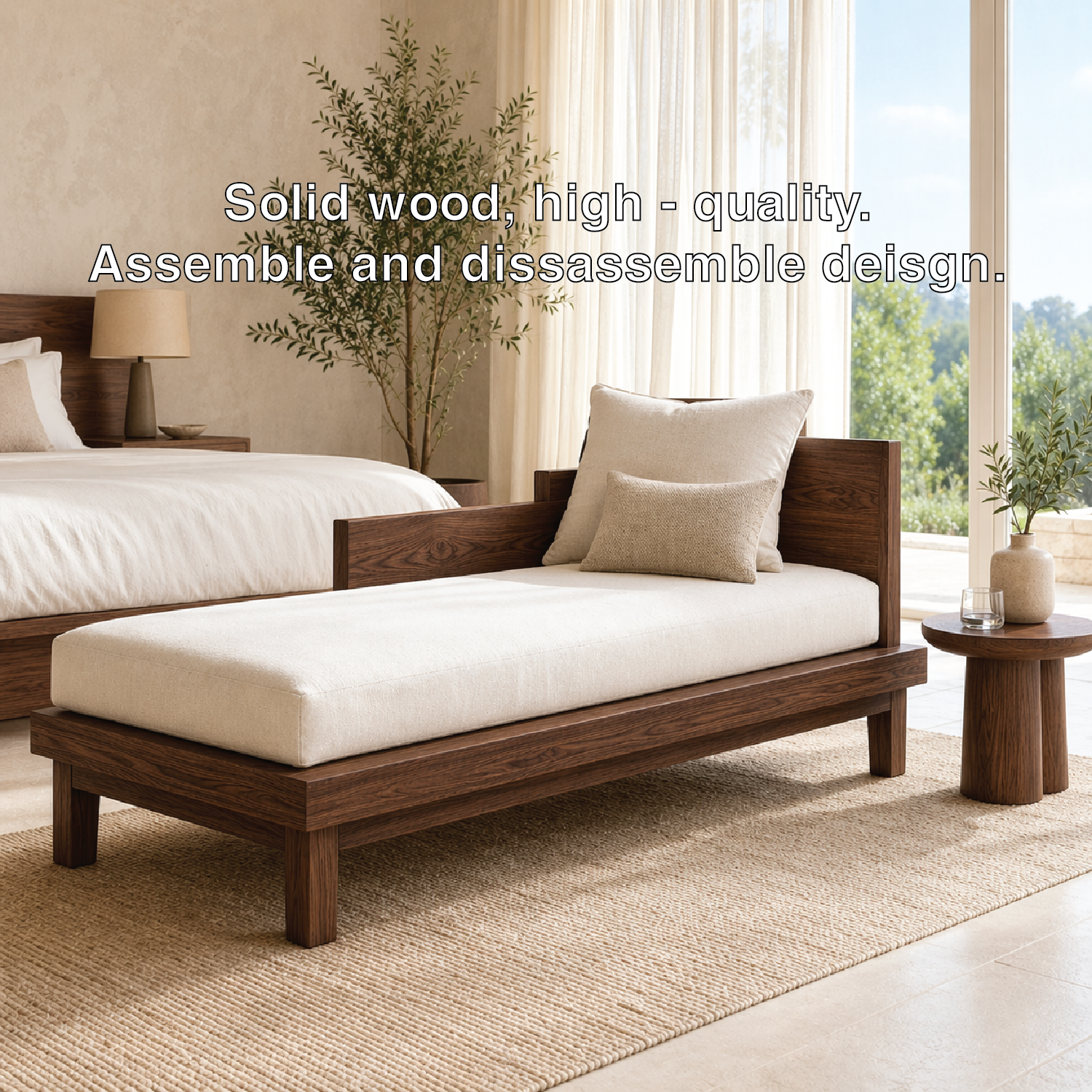 Modern Daybed Sofa with Cushion Minimal Bedroom Lounge Bench and Backrest