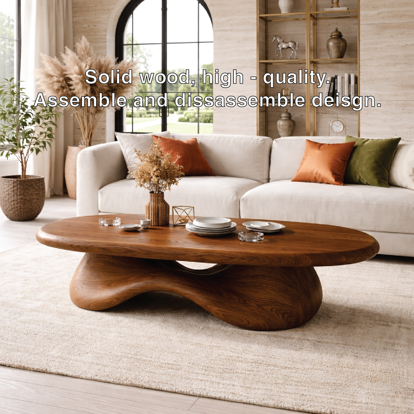 Modern Wooden Coffee Table with Elegant Curved Design