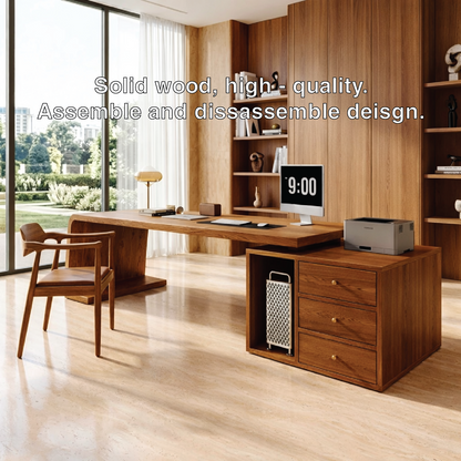 Modern Executive Desk with Drawers, Floating Workstation Storage Writing Table