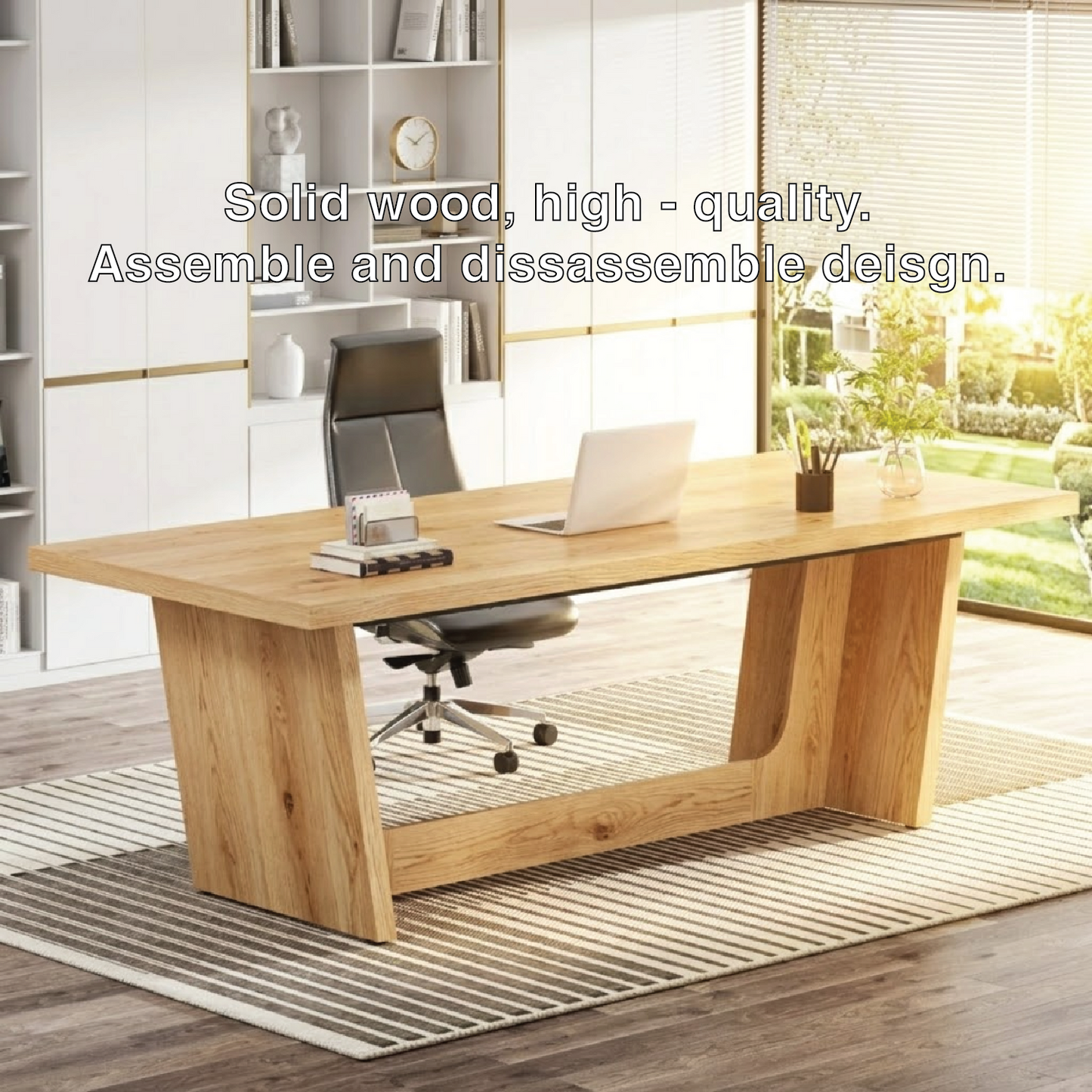Modern Executive Desk with V Shaped Base Large Home Office Work Table