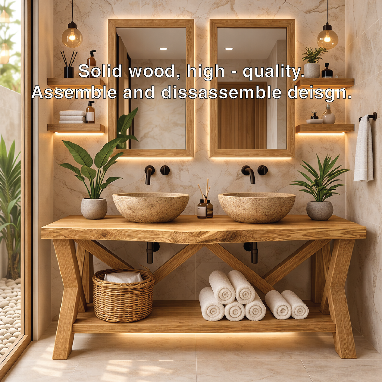 Rustic Double Bathroom Vanity Cabinet With Open Shelf Farmhouse Wood Vanity Base Kitchnce