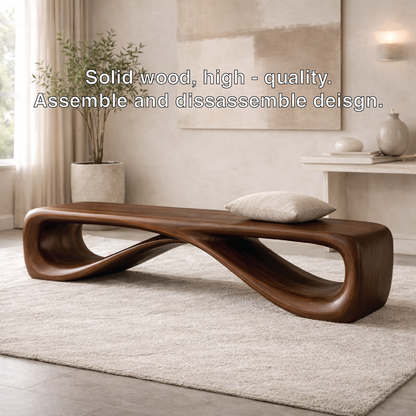 Contemporary Sculptural Entryway Bench, Curved Hallway Seating for Luxury Interiors