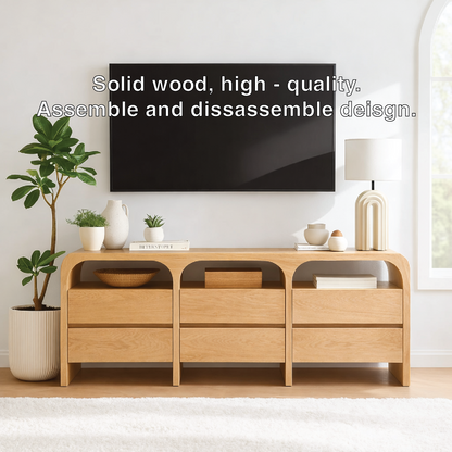 Modern Minimalist Wood TV Stand With Drawers Long Media Console Storage Cabinet Kitchnce