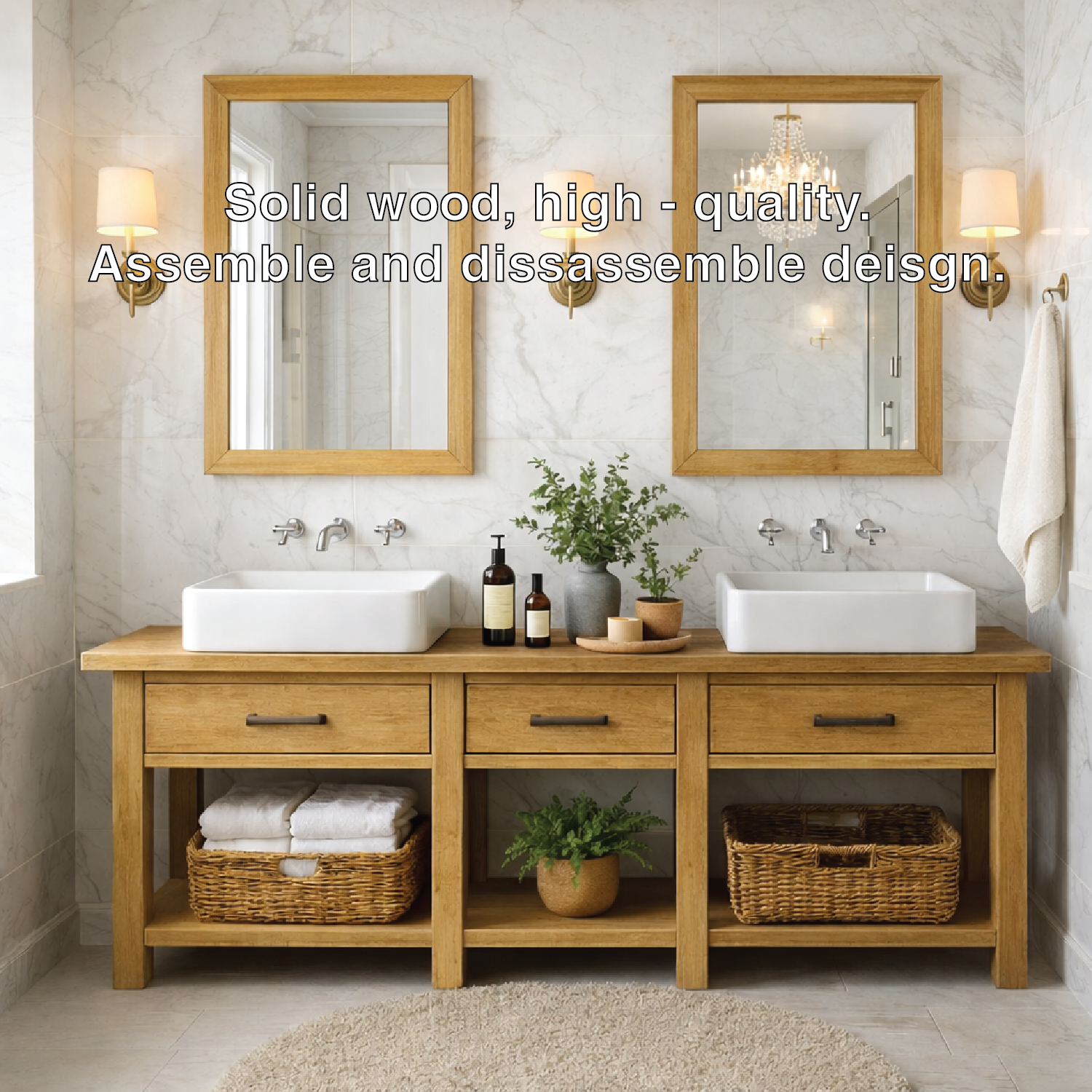 Modern Farmhouse Double Bathroom Vanity Cabinet Wood Vanity Base With Drawers Storage Kitchnce