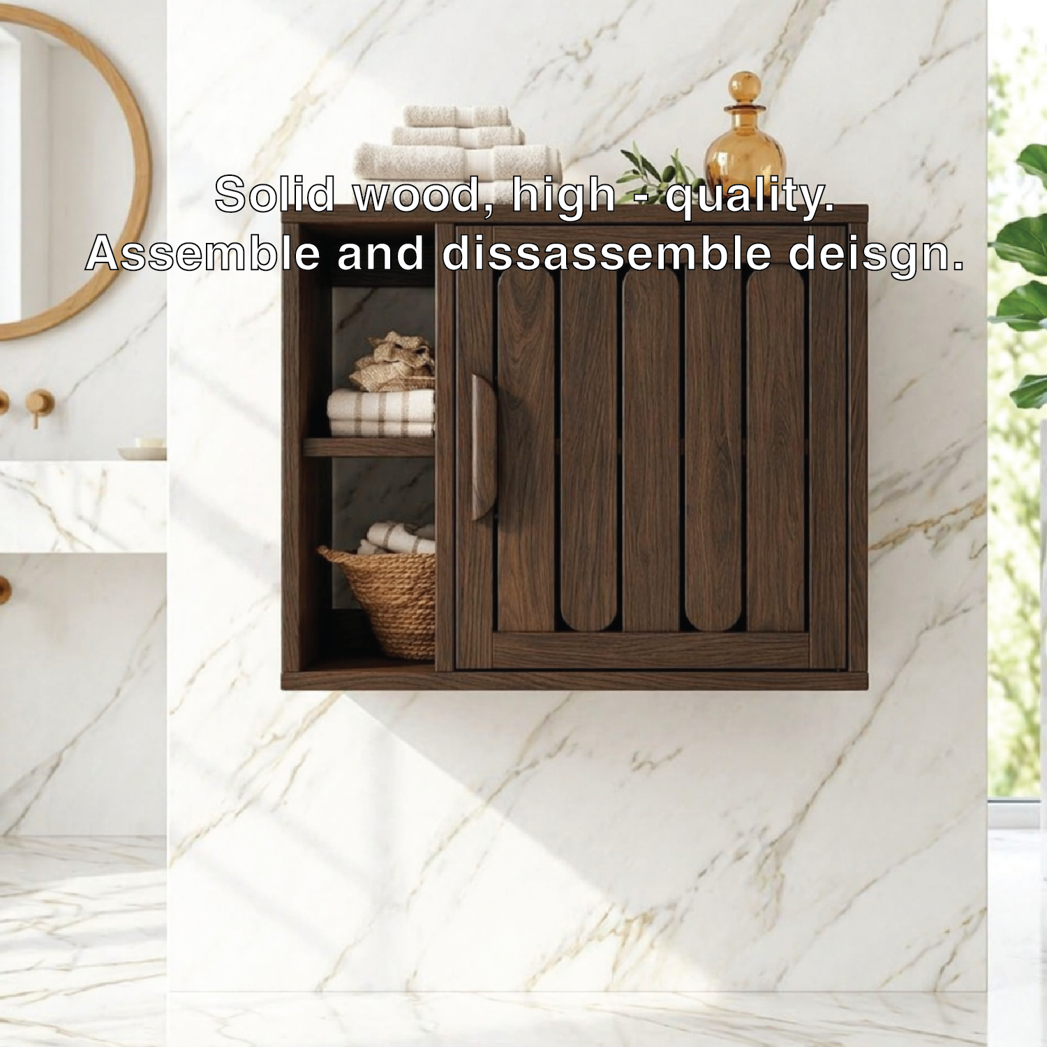 Floating Bathroom Cabinet, Modern Wall Mounted Vanity Storage Shelf Organizer Unit