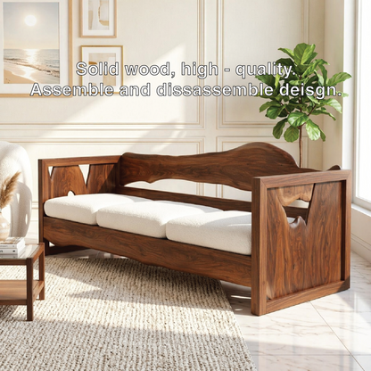 Organic Modern Wooden Sofa, Minimalist Daybed Couch for Elegant Modern Interiors