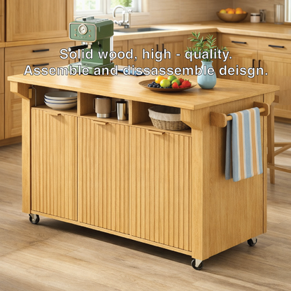 Rolling Kitchen Island with Storage Cabinet, Towel Rack, Modern Prep Cart for Kitchen Dining Space