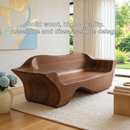 Modern Sculptural Curved Sofa Bench, Organic Statement Living Room Furniture Piece