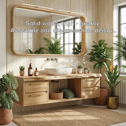 Floating Bathroom Vanity with Natural Wood Finish and Modern Design, Stylish Storage Solution Kitchnce