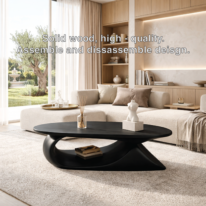 Elegant Wooden Coffee Table with Curved Modern Design