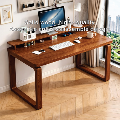 Modern Writing Desk with Monitor Stand, Minimalist Home Office Computer Table