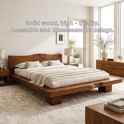 Organic Modern Platform Bed Frame, Minimalist Low Profile Bedroom Furniture Design