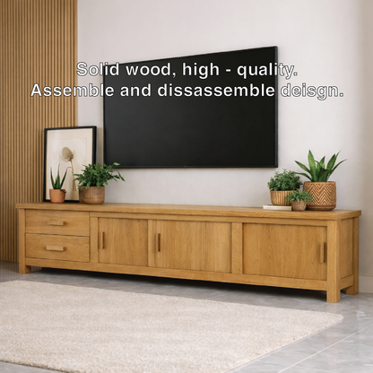 Mid Century Solid Wood TV Stand Long Media Console Storage Entertainment Cabinet Kitchnce