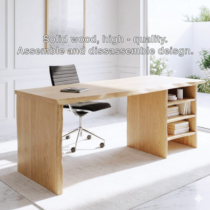Modern Writing Desk with Open Shelf Storage Home Office Work Table Minimal Design