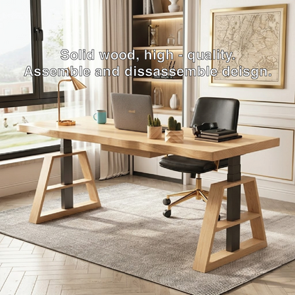 Modern Wooden Work Desk with Industrial Style Legs for Office or Home