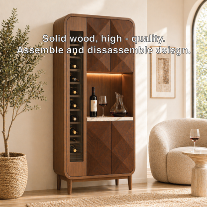 Modern Tall Wine Cabinet Bar Storage Display Shelves Freestanding Entertaining Furniture