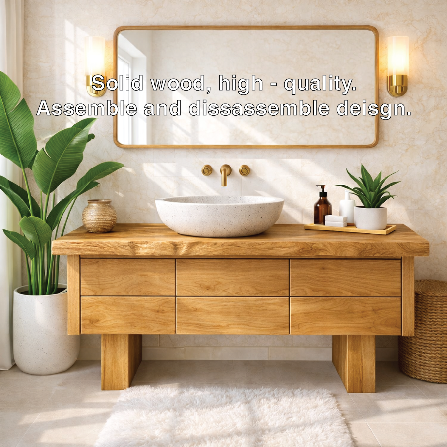 Wooden Bathroom Vanity with Modern Storage and Minimalist Design Kitchnce
