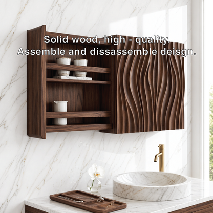 Floating Bathroom Cabinet, Modern Wavy Wall Mounted Vanity Storage Shelf Organizer