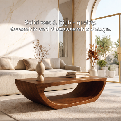 Modern Sculptural Coffee Table with Open Base, Minimalist Living Room Accent Table