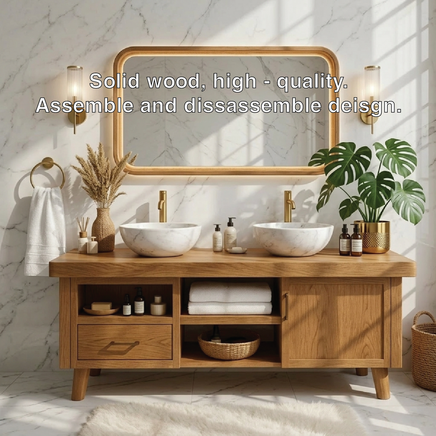 Elegant Modern Wooden Bathroom Vanity with Double Sink Design Kitchnce