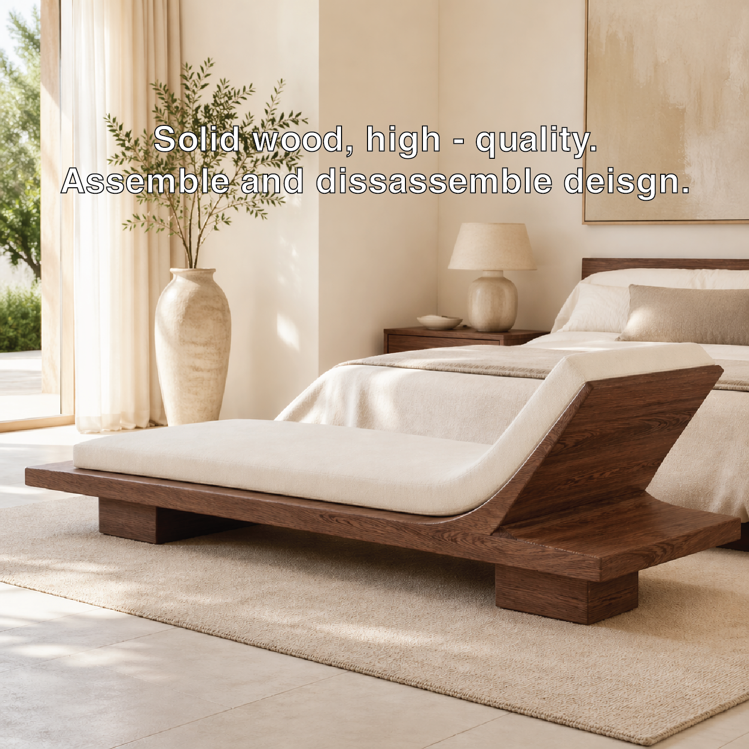 Modern Minimalist Chaise Lounge Daybed with Cushion for Bedroom Reading Nook