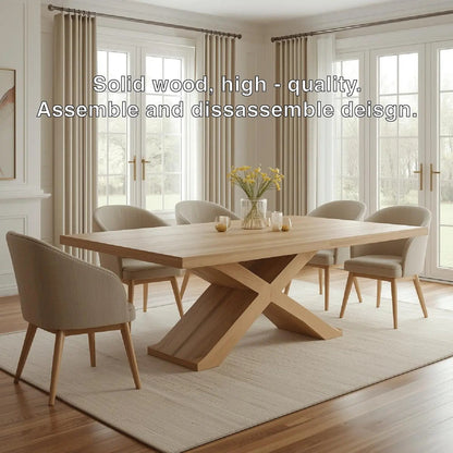 Modern Farmhouse Dining Table Rectangular X Base Kitchen Dining Room Table Kitchnce