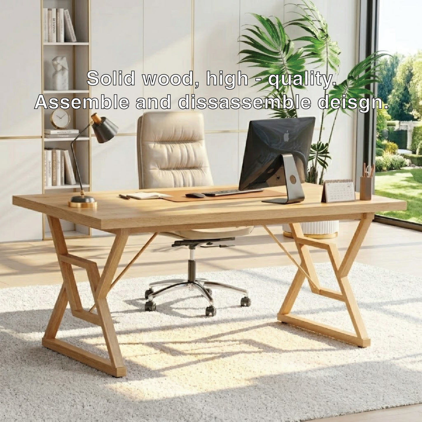 Modern Work Desk with Unique X-Shaped Legs for Home Office