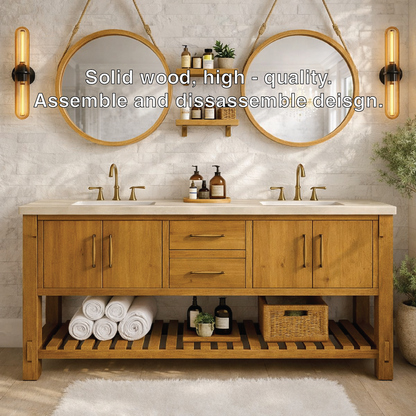 Rustic Double Bathroom Vanity Cabinet With Drawers And Storage Wood Vanity Base Kitchnce
