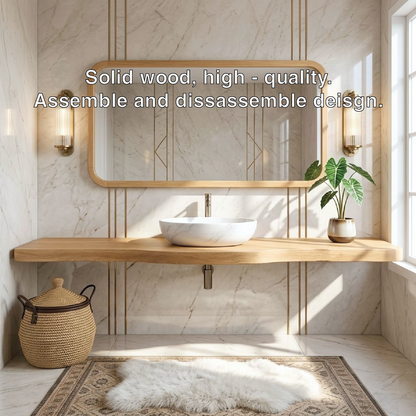 Floating Vanity with Wooden Base, White Stone Sink, and Elegant Design Kitchnce