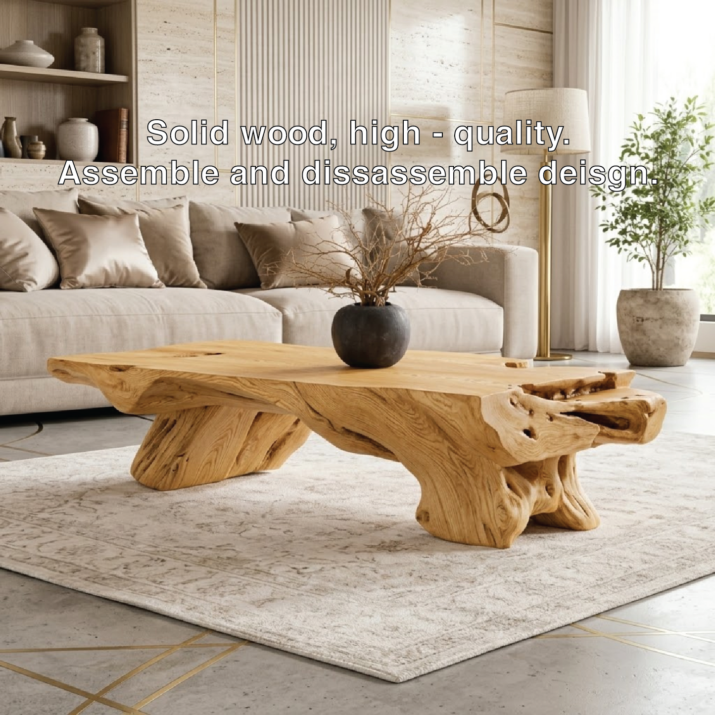 Rustic Wooden Coffee Table with Unique Organic Design
