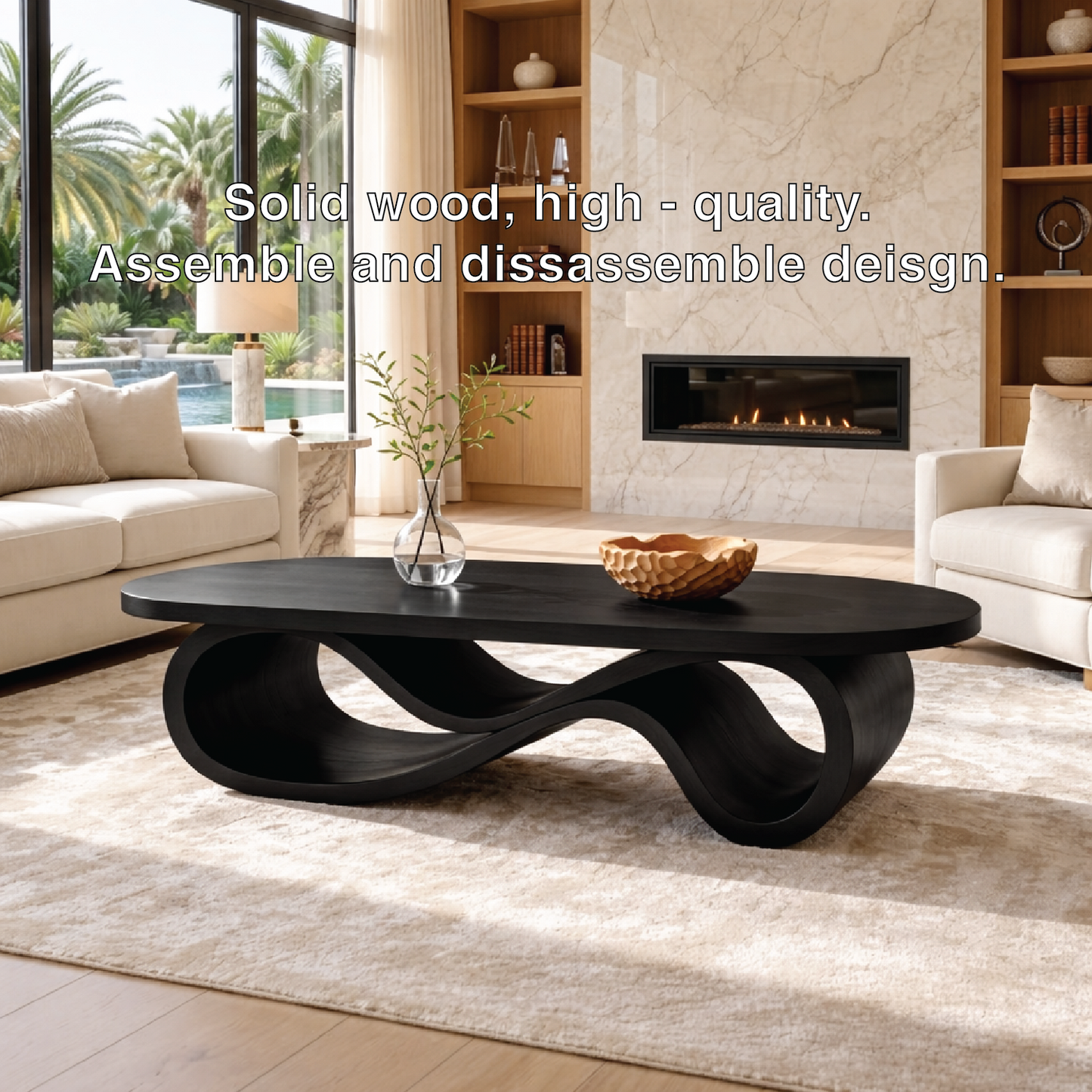 Modern Wooden Coffee Table with Unique Infinity Shape Design