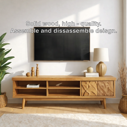 Mid Century Solid Wood TV Stand Carved Media Console Modern Entertainment Center Cabinet Kitchnce
