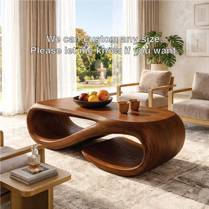 Sculptural Wooden Coffee Table with Modern Curved Design