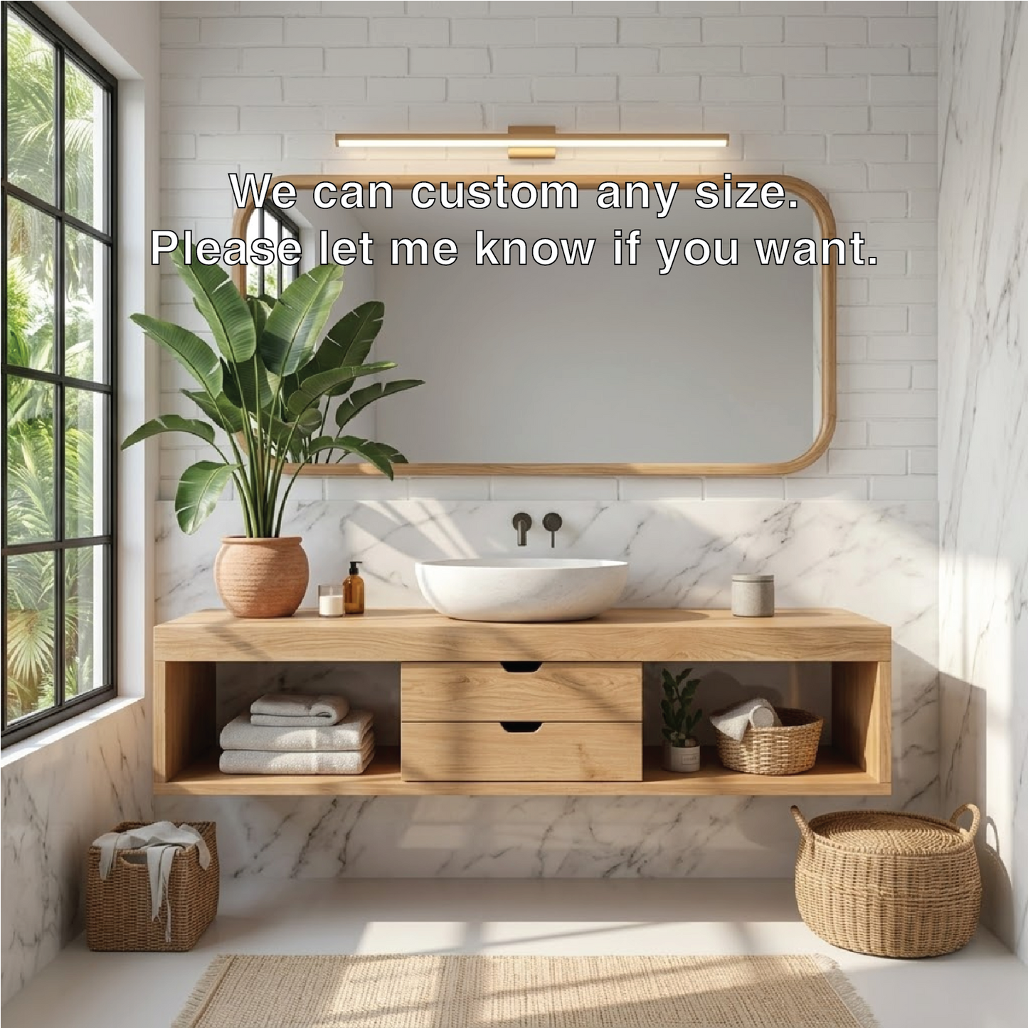 Sleek Oak Floating Vanity with Marble Sink and Ample Storage for Modern Bathrooms Kitchnce