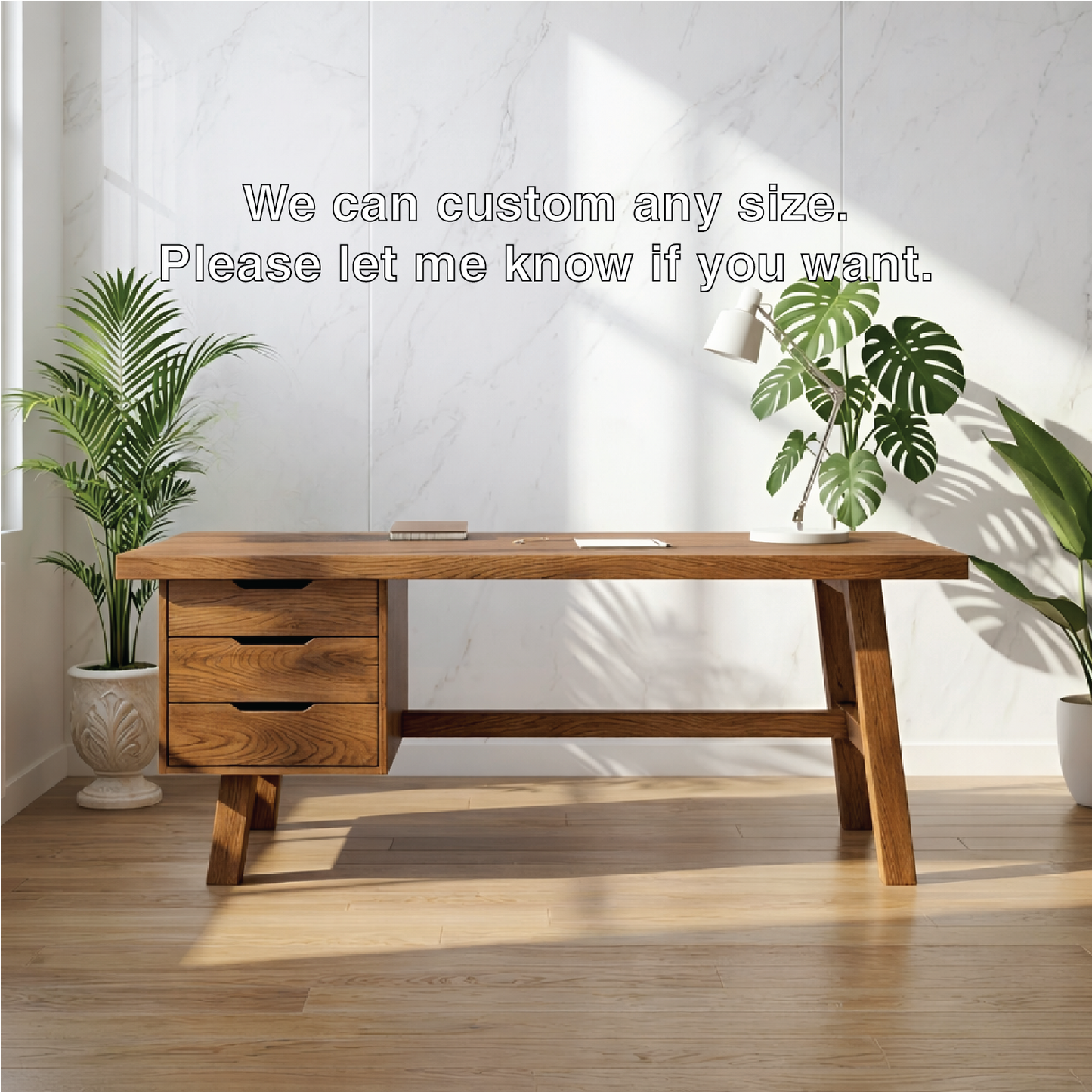 Modern Writing Desk with Drawers Minimal Home Office Desk Wooden Style Workstation Table