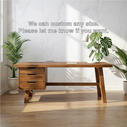 Modern Writing Desk with Drawers Minimal Home Office Desk Wooden Style Workstation Table