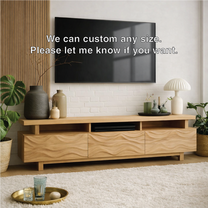 Mid Century Solid Wood TV Stand Long Media Console Modern Entertainment Cabinet Kitchnce