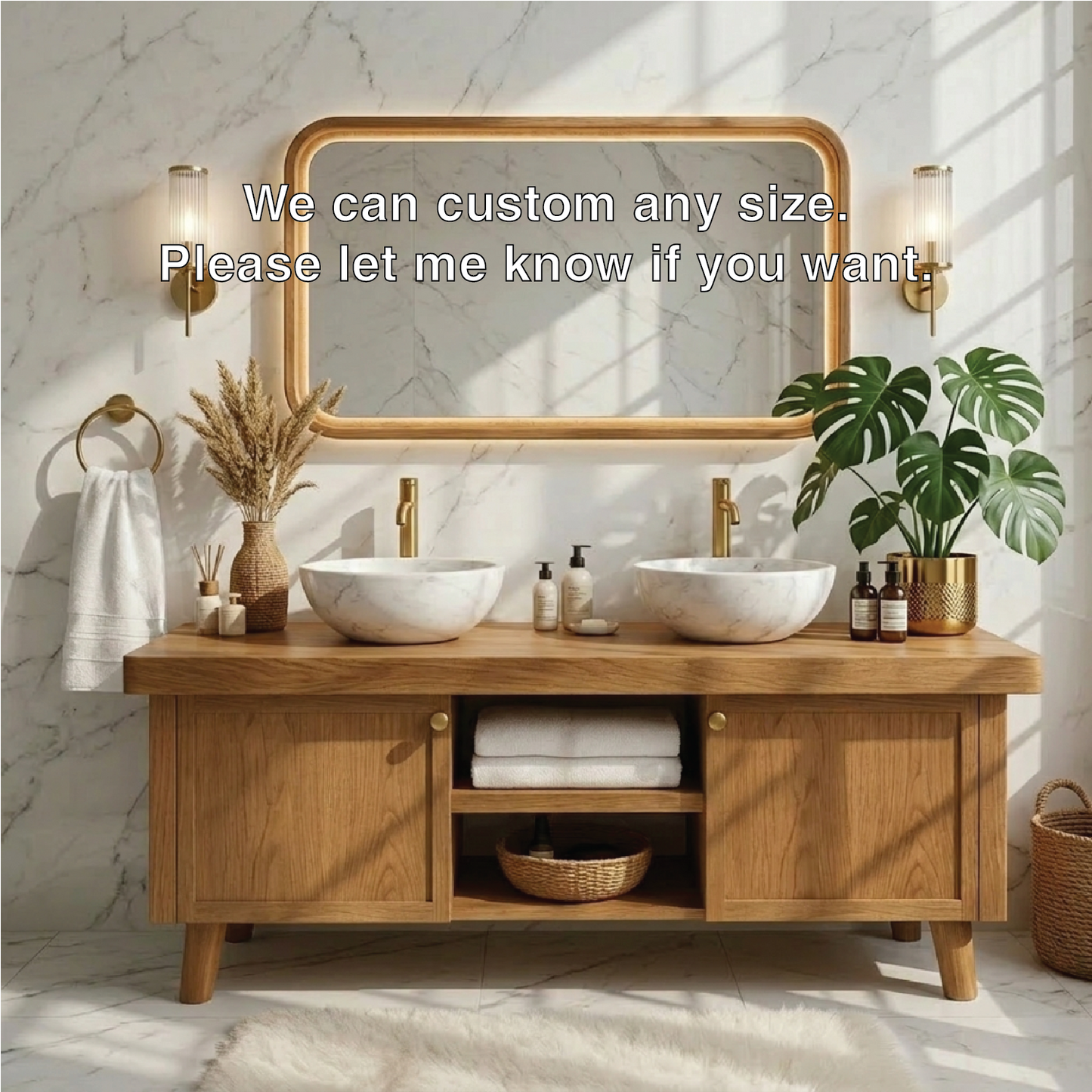 Stylish Wooden Double Sink Bathroom Vanity with Elegant Storage Kitchnce