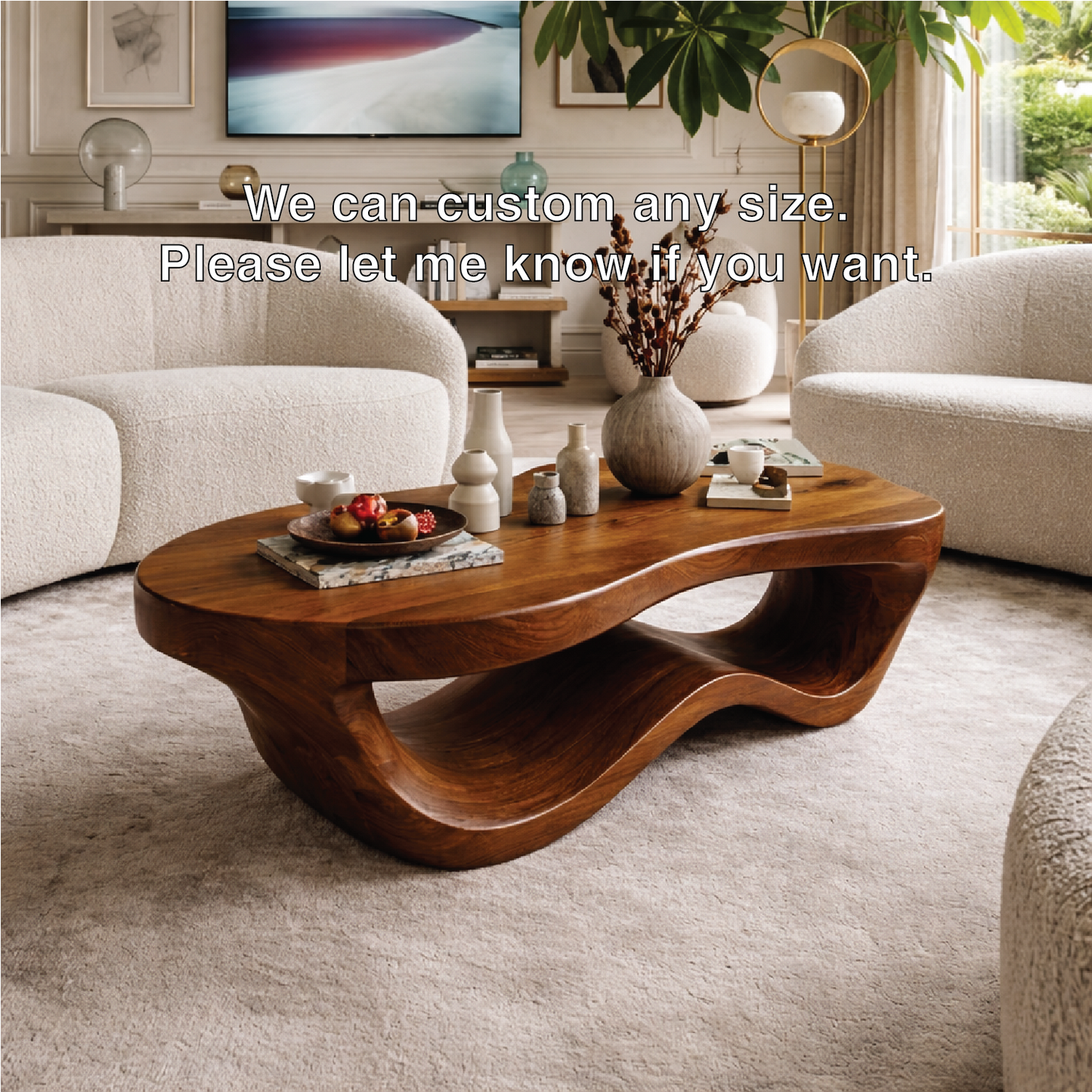 Modern Wooden Coffee Table with Elegant Curved Design